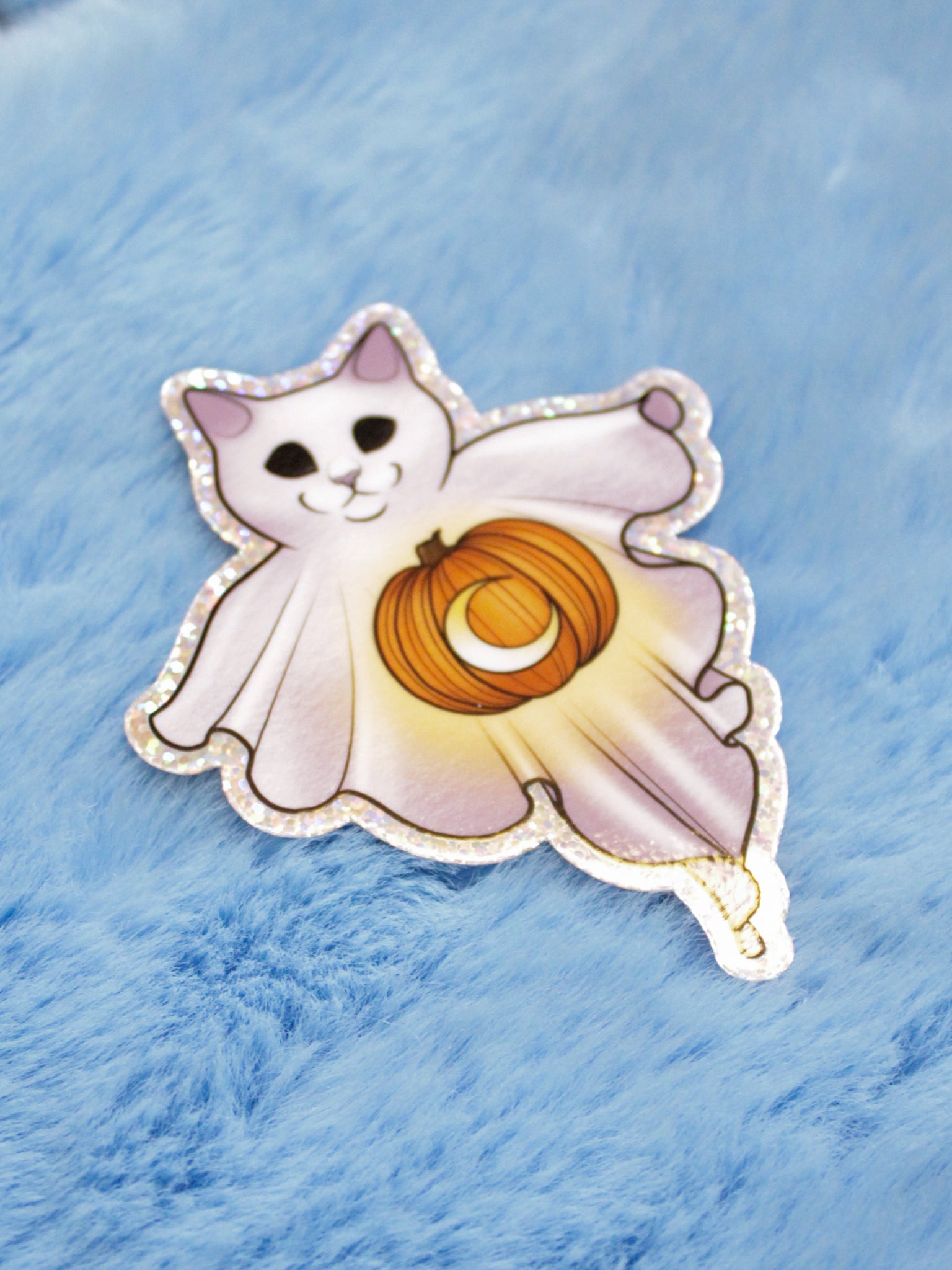 Glitter Cat Ghost Sticker