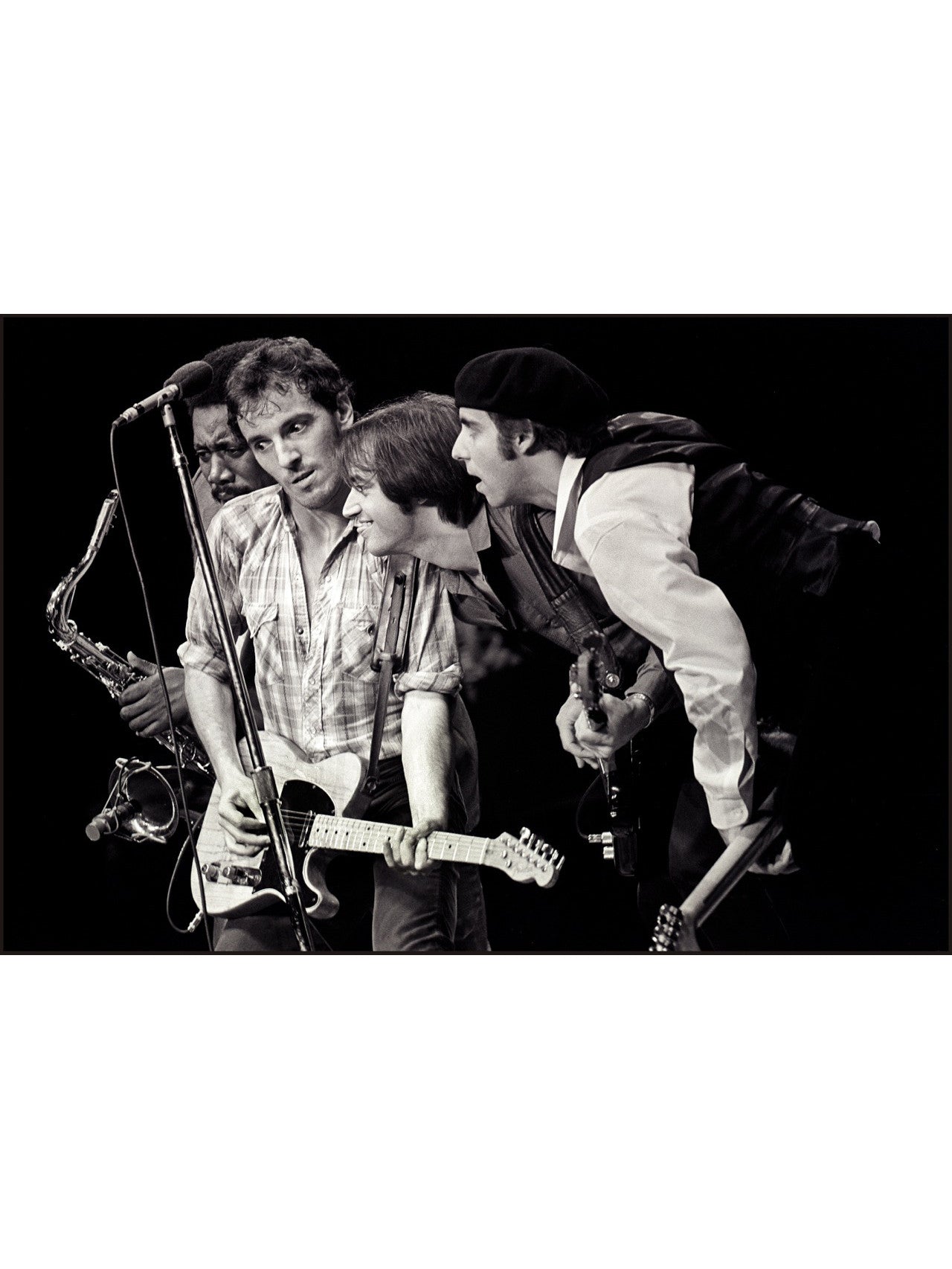 Black and white photograph of Bruce Springsteen and the E Street Band by rock photographer Mark Weiss