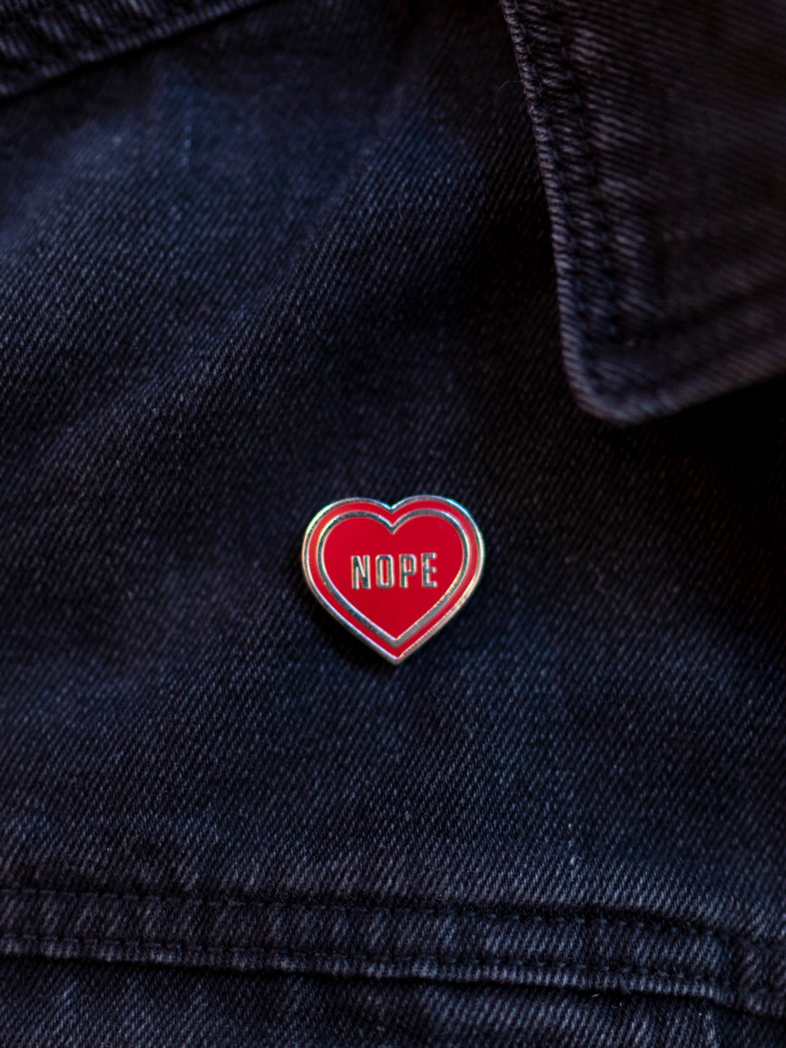 Nope Enamel Heart Pin