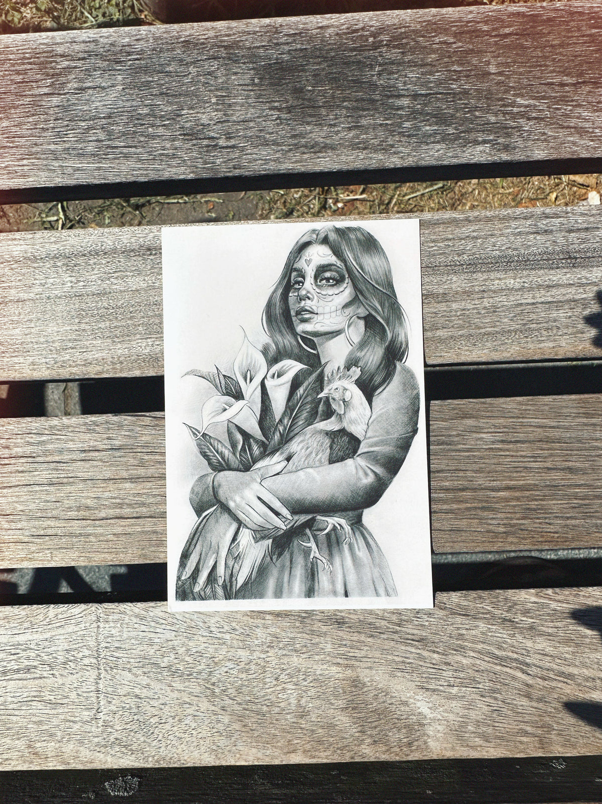 Girl with Rooster Postcard