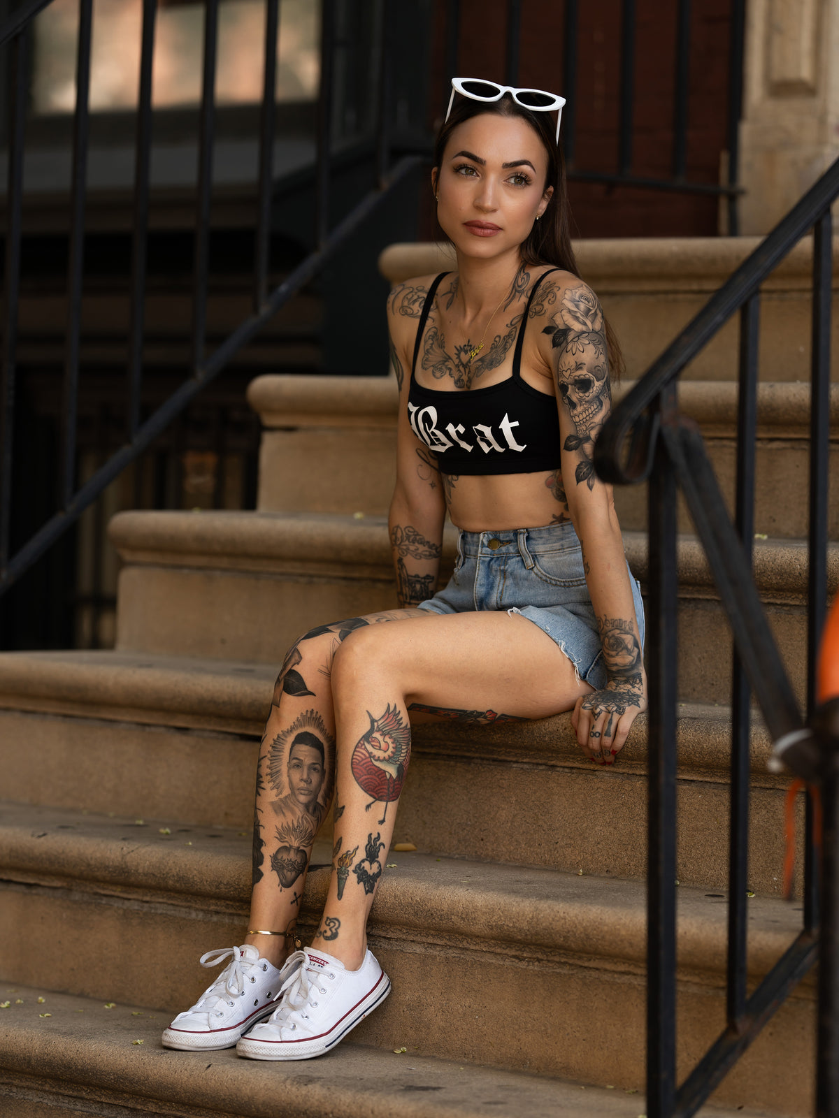 Janice Danger wearing the Brat black bralette