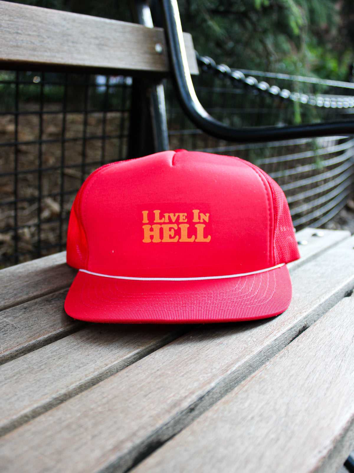 Vintage I Live In Hell Trucker Hat