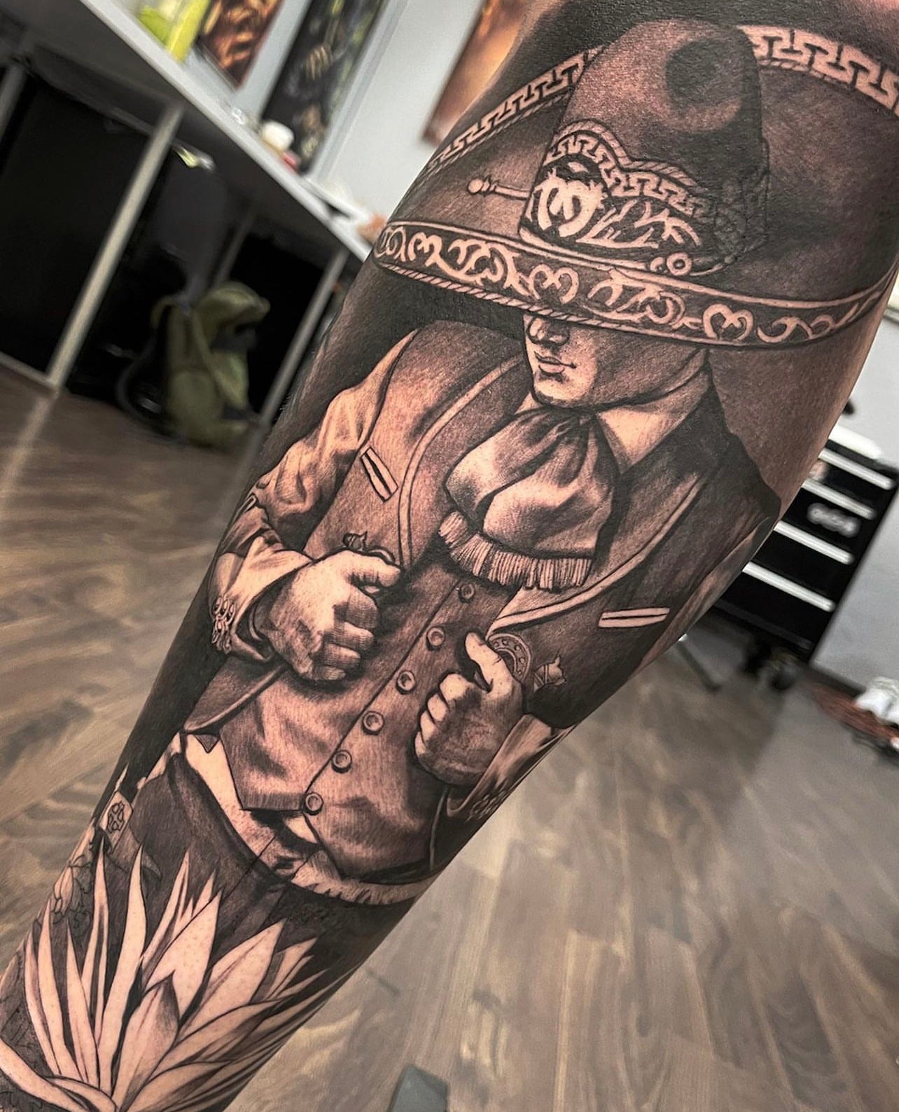 black and gray tattoo by Elvia Guadian