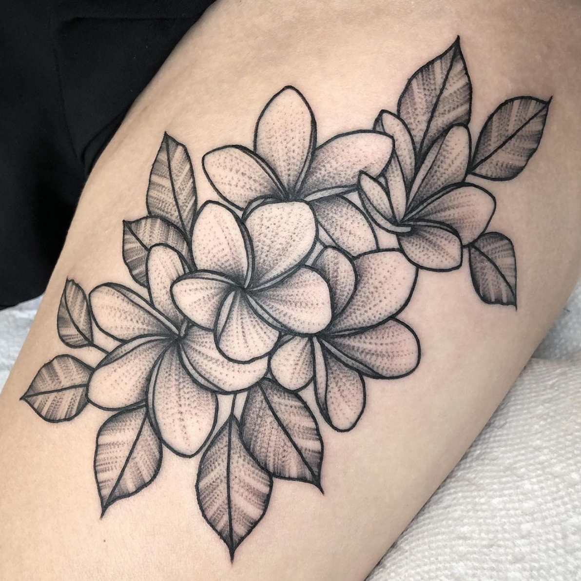 Floral blackwork tattoo by Janice Danger