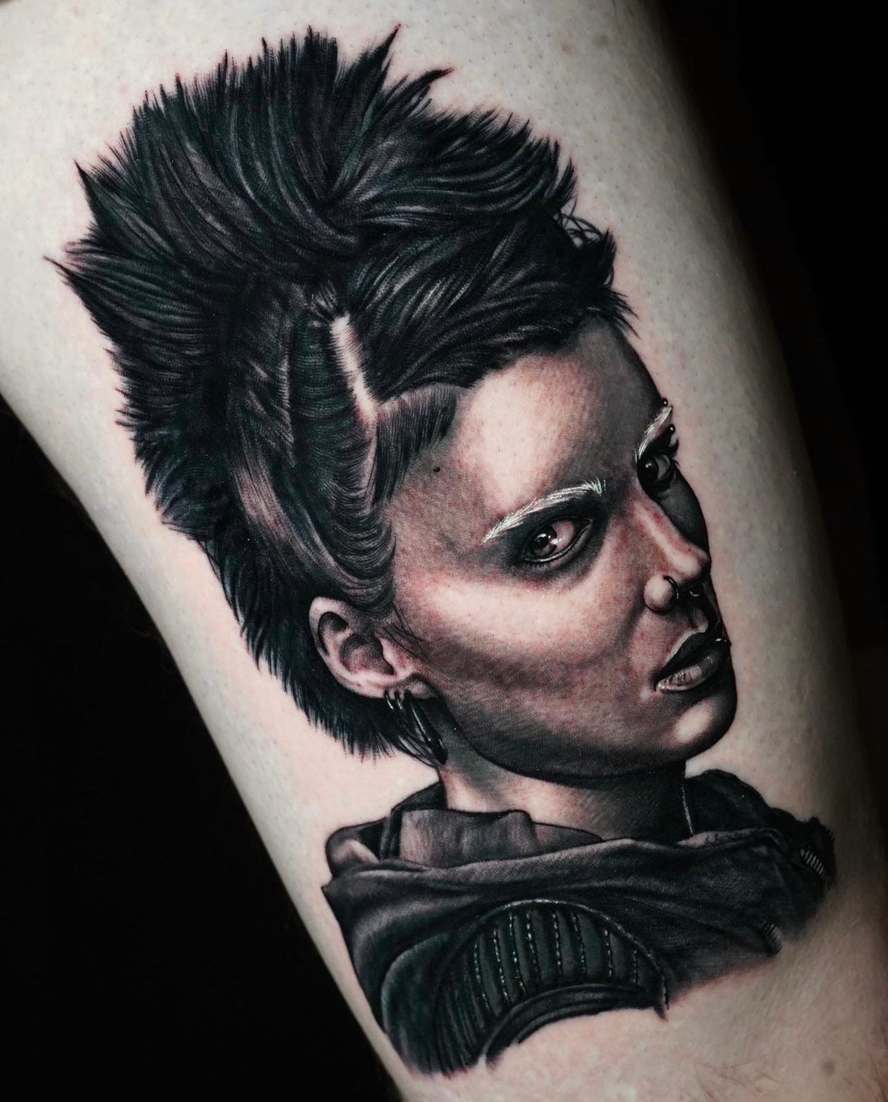 Black and gray realism portrait tattoo made by Joanna Gacek