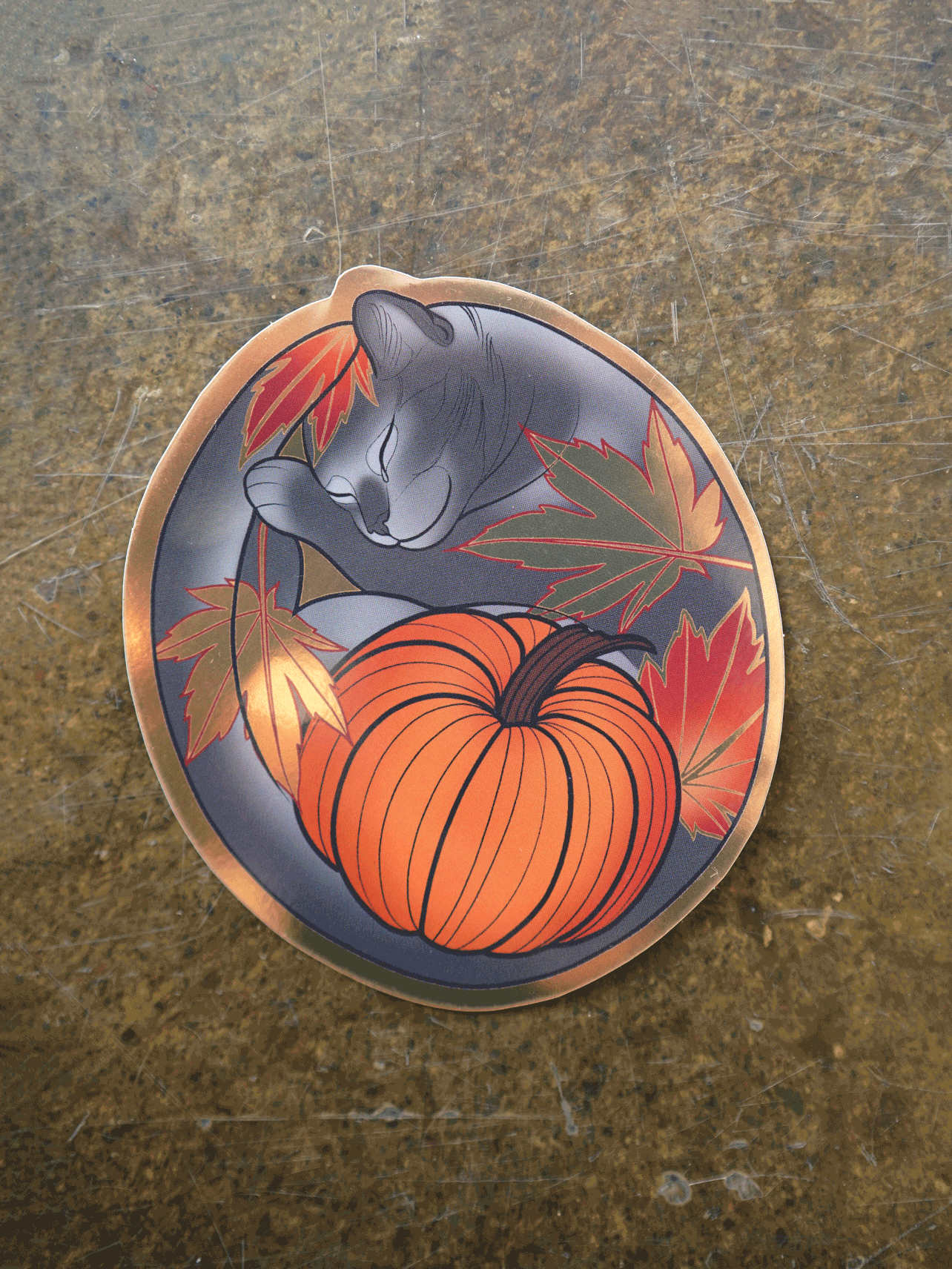 Fall Cat Foil Sticker
