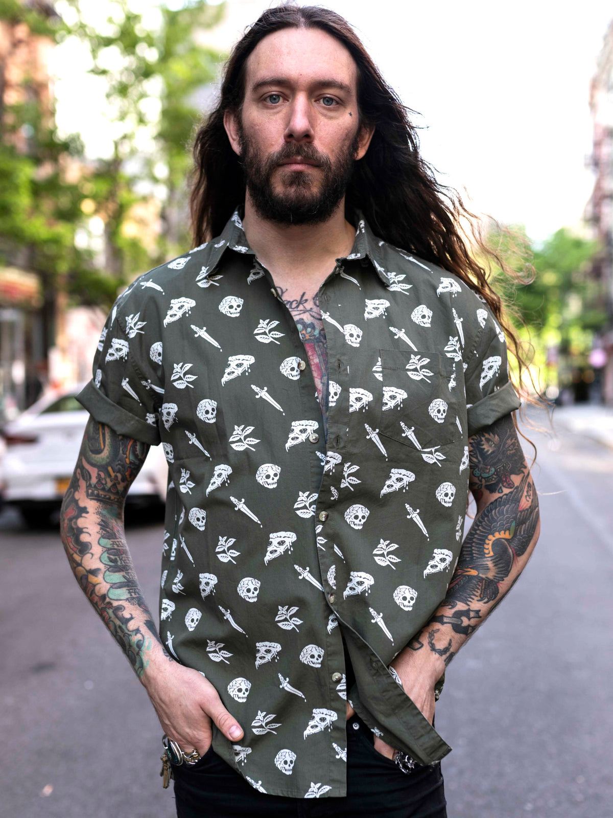 Pizza Slayer Button Up