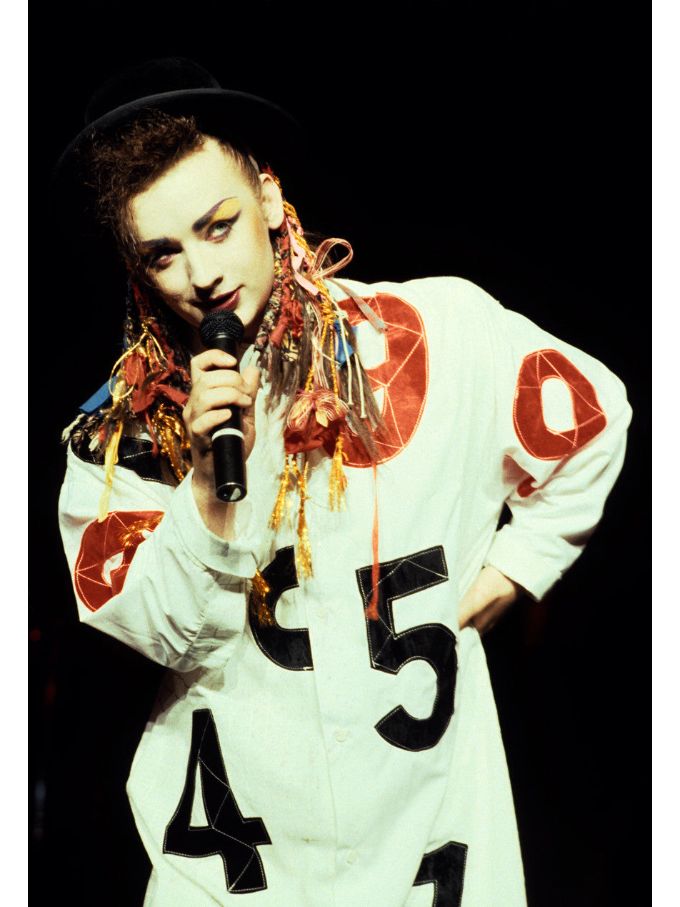 Color photograph of Boy George of Culture Club photographed by Mark Weiss