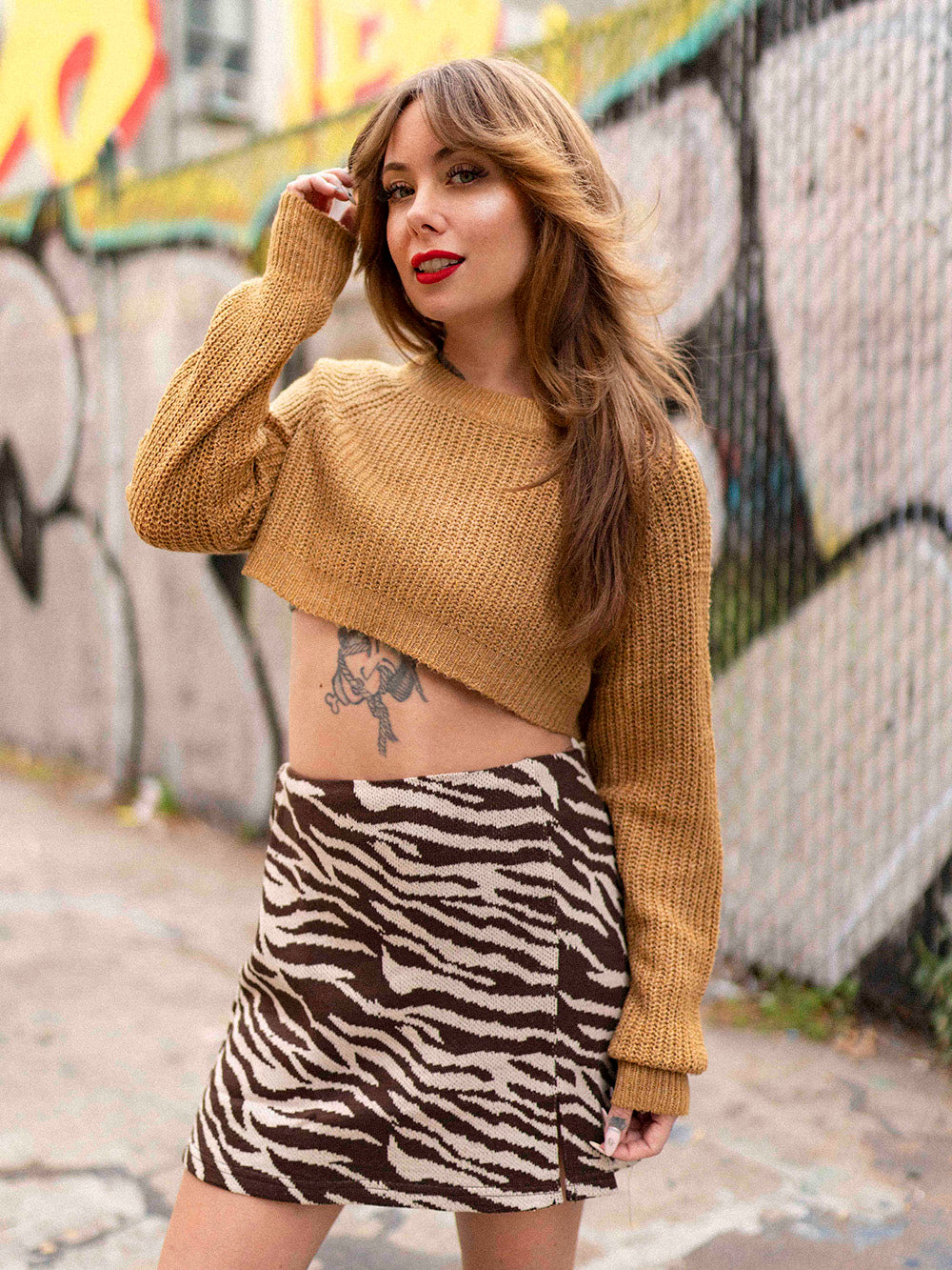 Jett Zebra Knit Mini Skirt