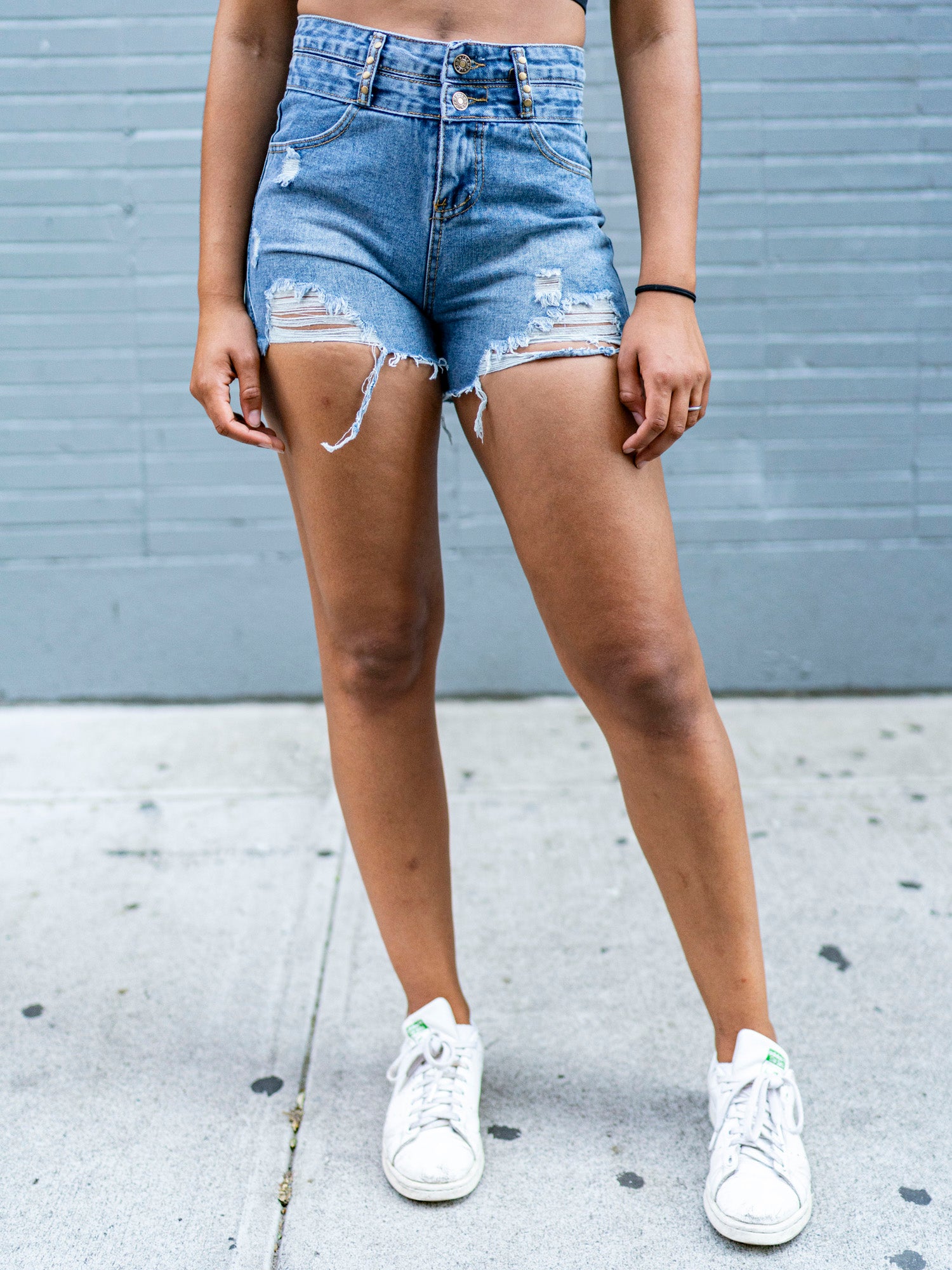 High-Waisted Denim Shorty Shorts