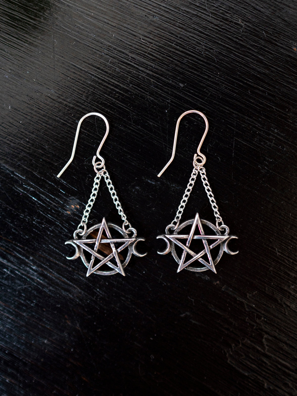 Goddess Pentagram Moon Earrings