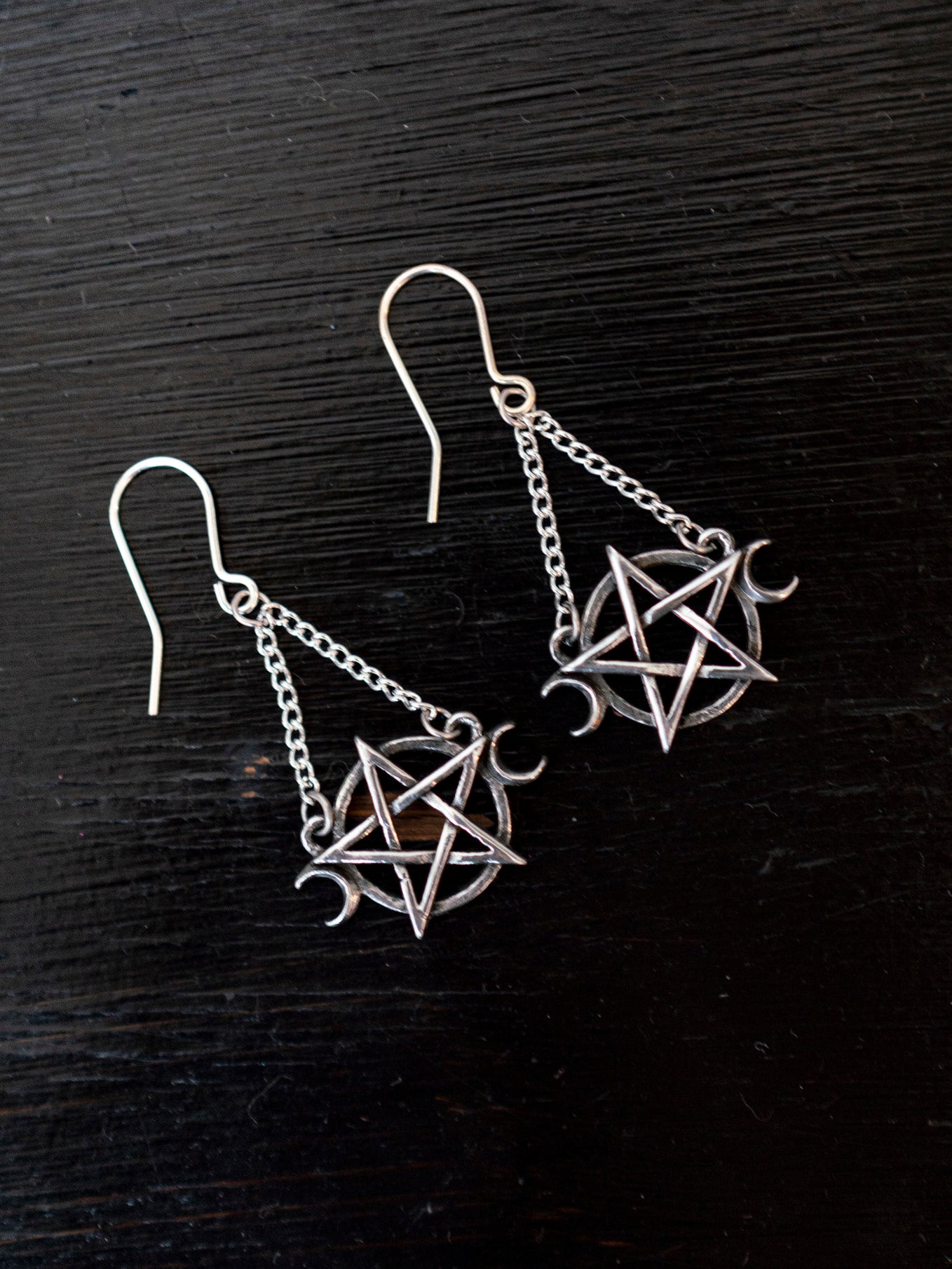 Goddess Pentagram Moon Earrings