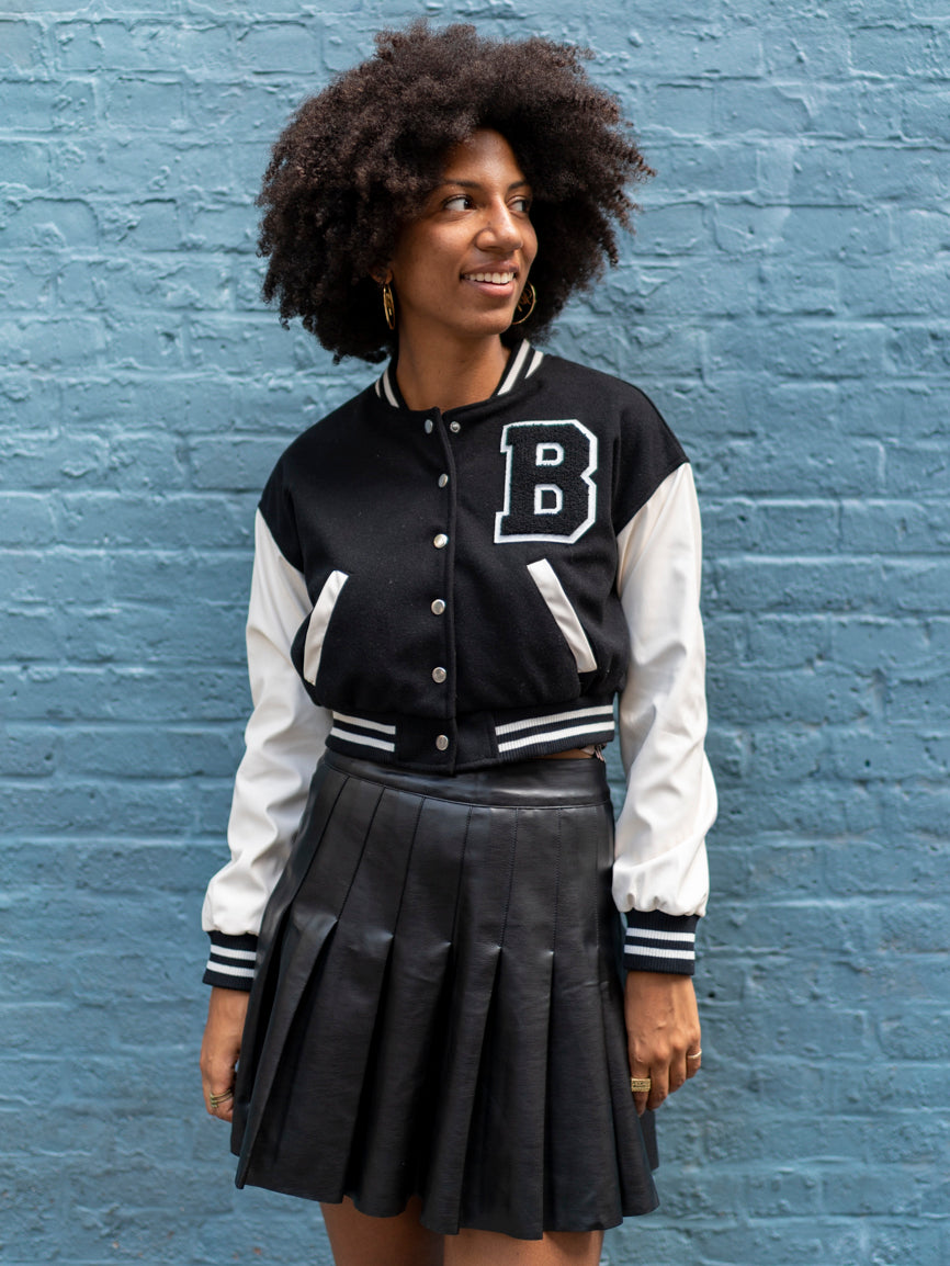Moon River Crop Varsity Jacket