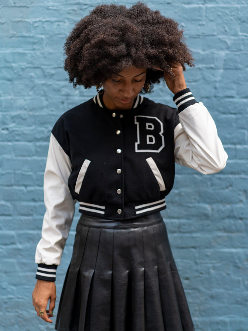 Moon River Crop Varsity Jacket