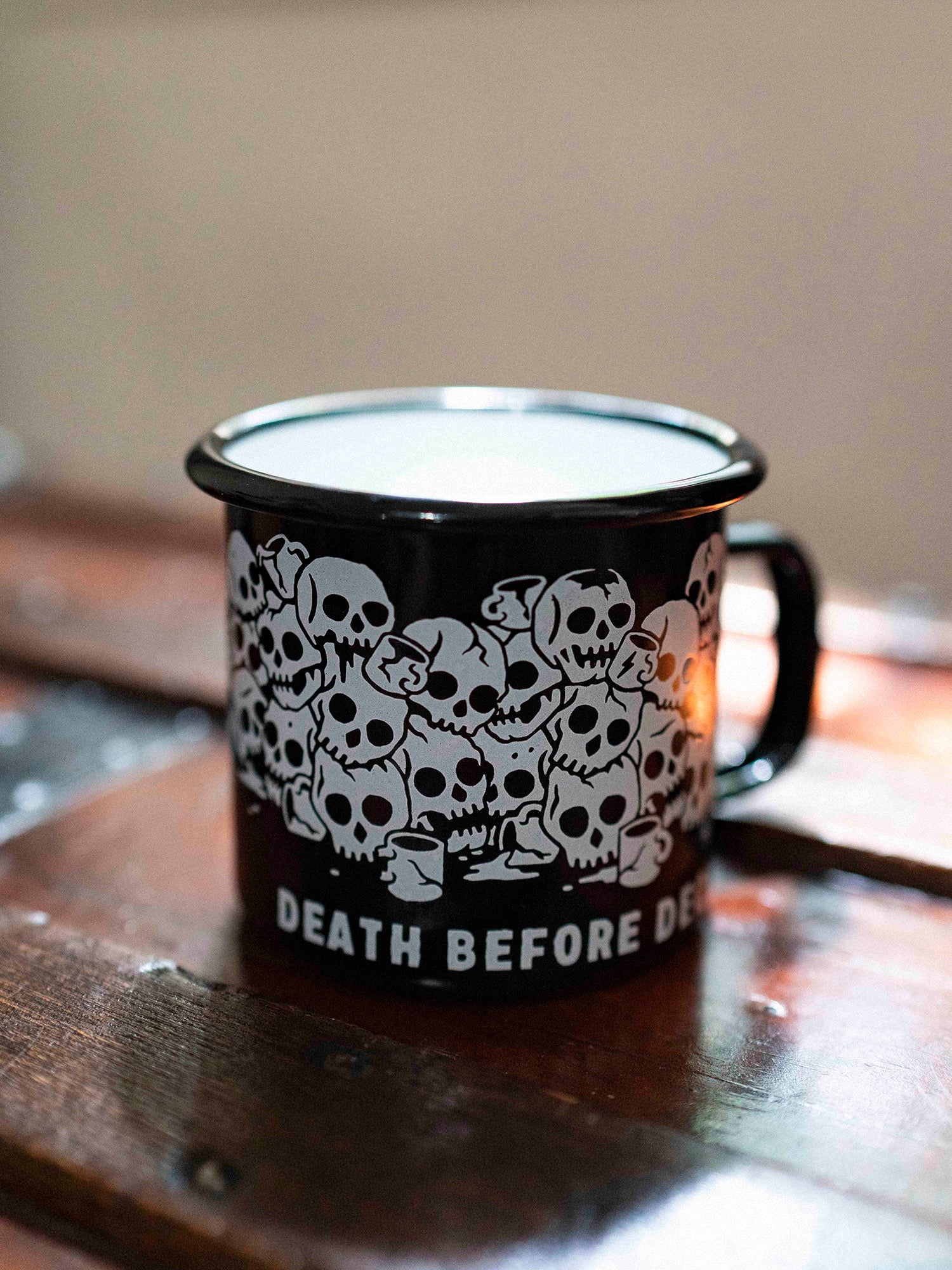 Death Before Decaf Enamel Mug