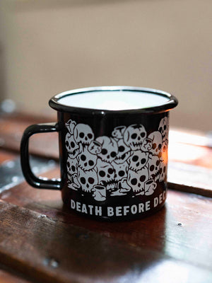 Death Before Decaf Enamel Mug