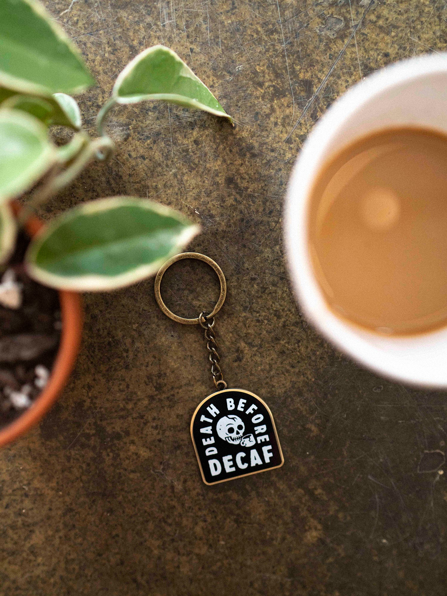 Death Before Decaf Keychain