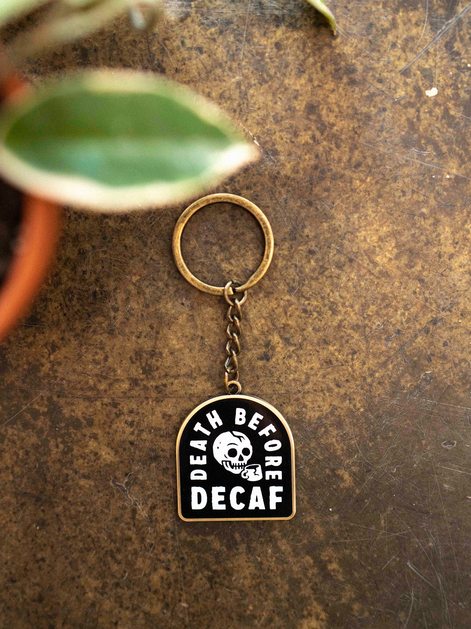 Death Before Decaf Keychain