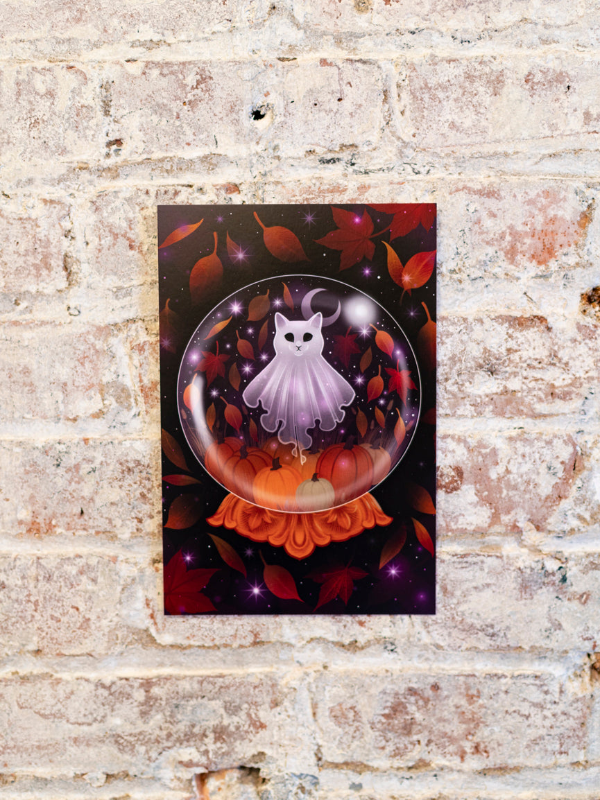 Crystal Ball Cat Ghost Print