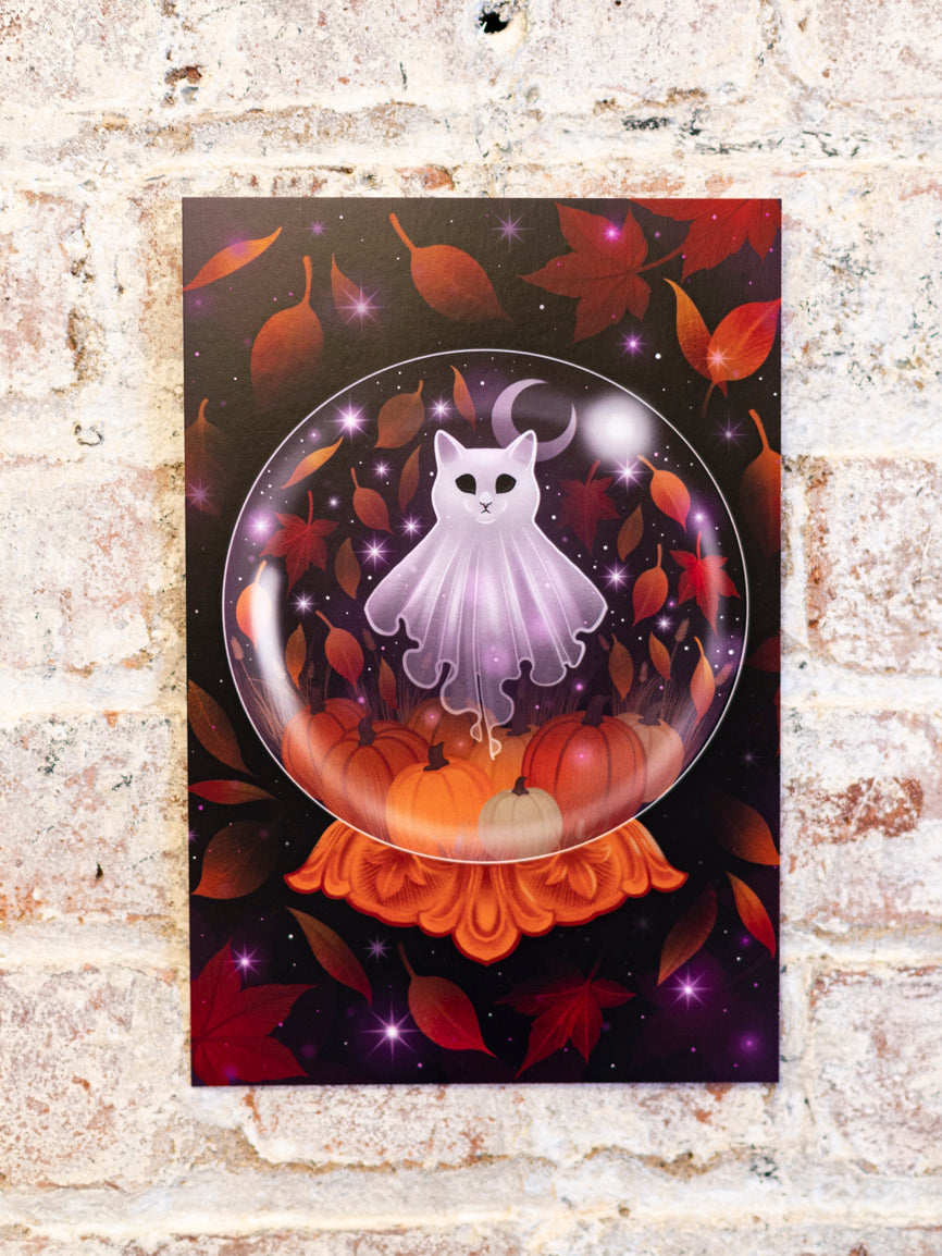 Crystal Ball Cat Ghost Print