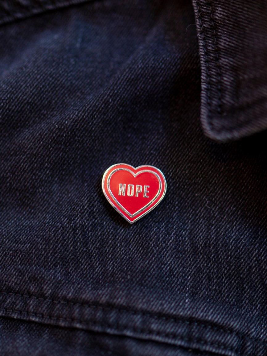 Nope Enamel Heart Pin