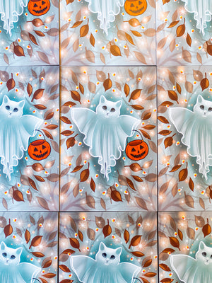 Halloween Cat Ghost Print