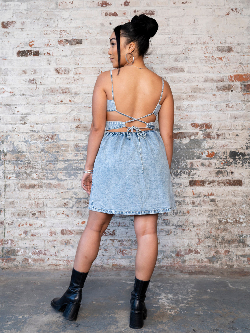 Fantasy Denim Mini Dress - Grit N Glory Fantasy Denim Mini Dress - Grit N Glory