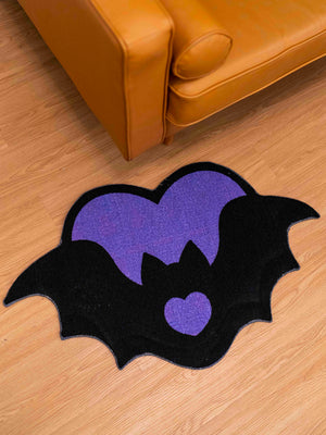 Purple Bat Heart Shaped Rug