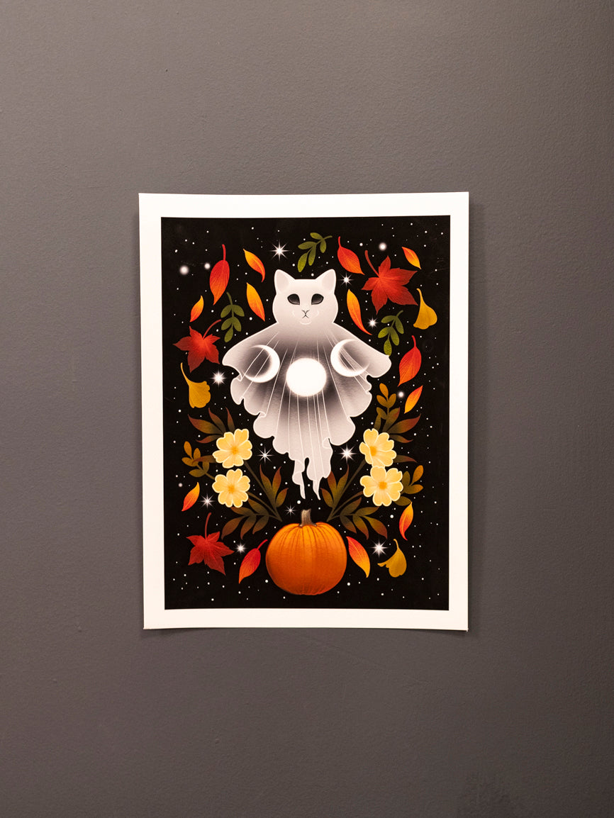Autumn Cat Ghost Art Print