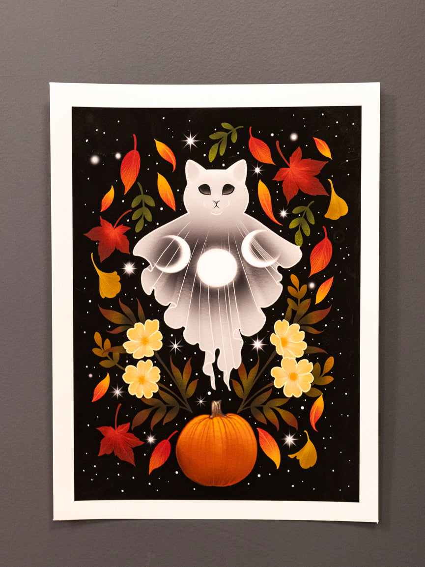 Autumn Cat Ghost Art Print