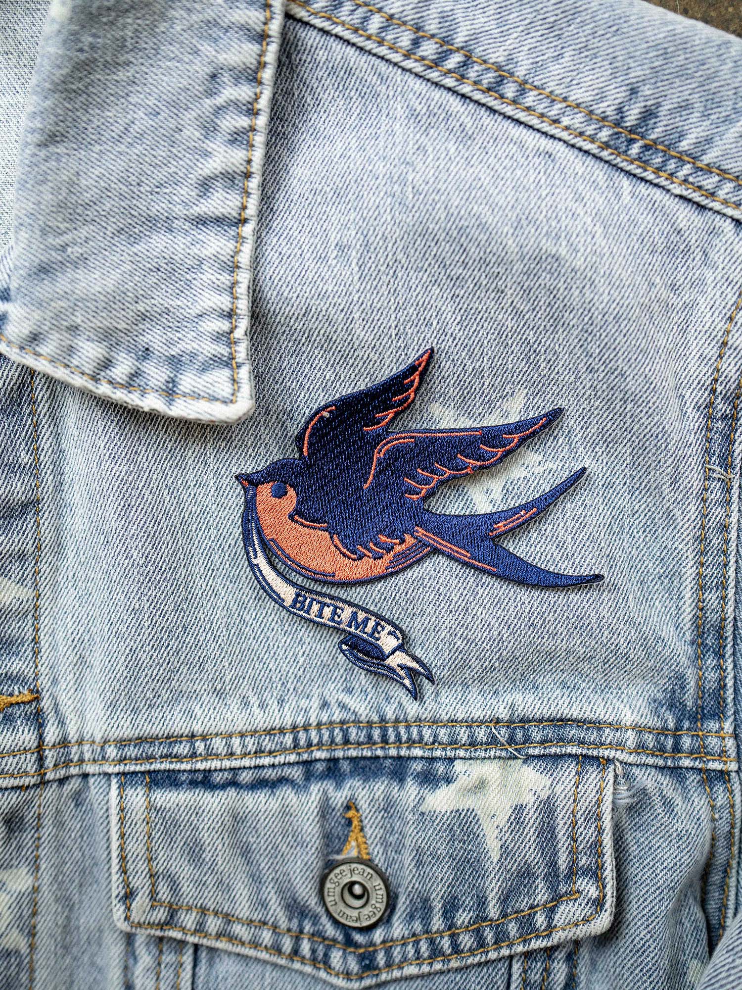 Bite Me Embroidered Swallow Patch