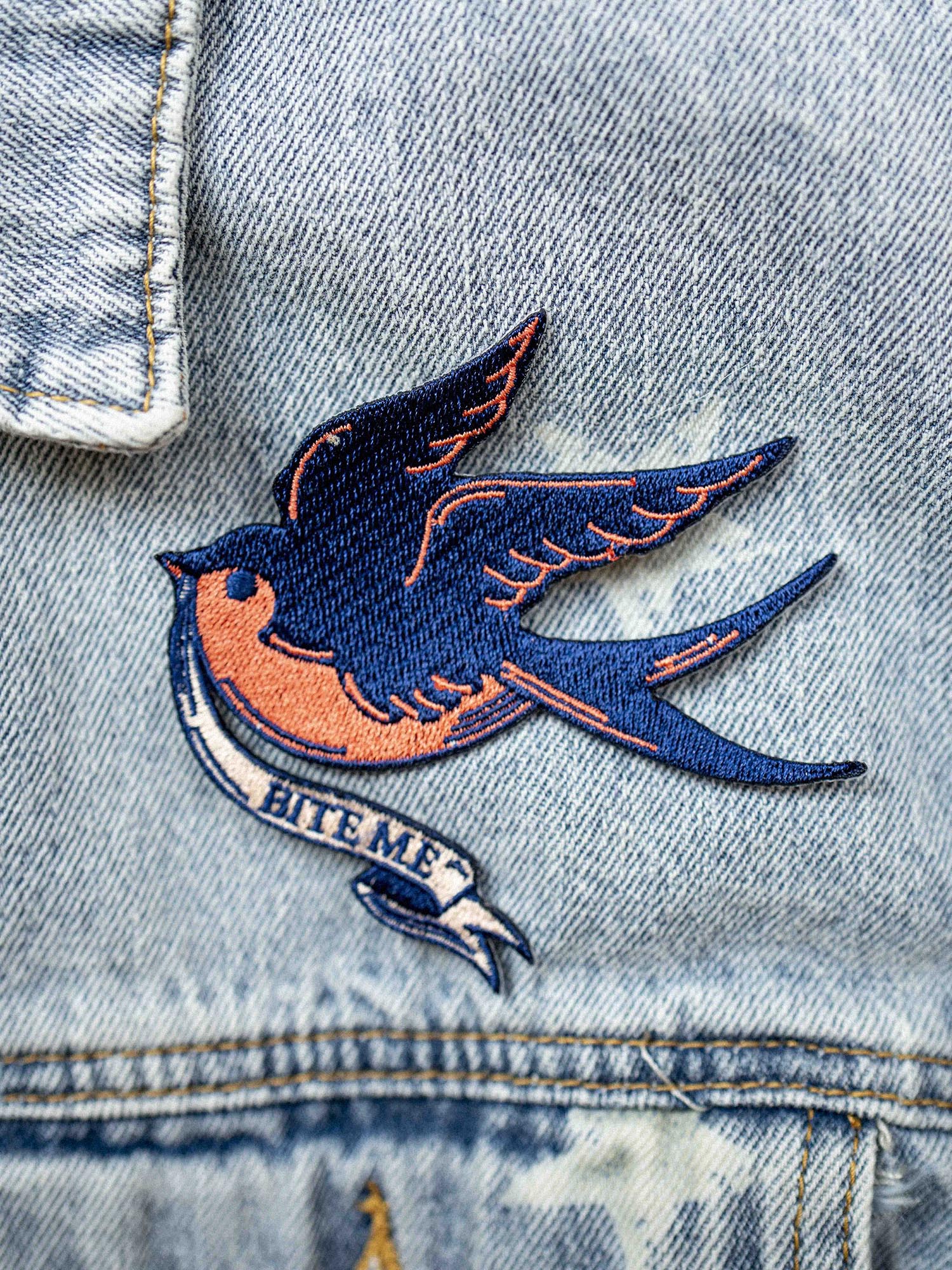 Bite Me Embroidered Swallow Patch
