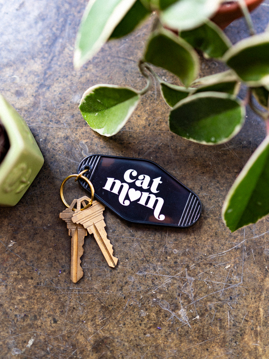 Cat Mom Motel Keychain