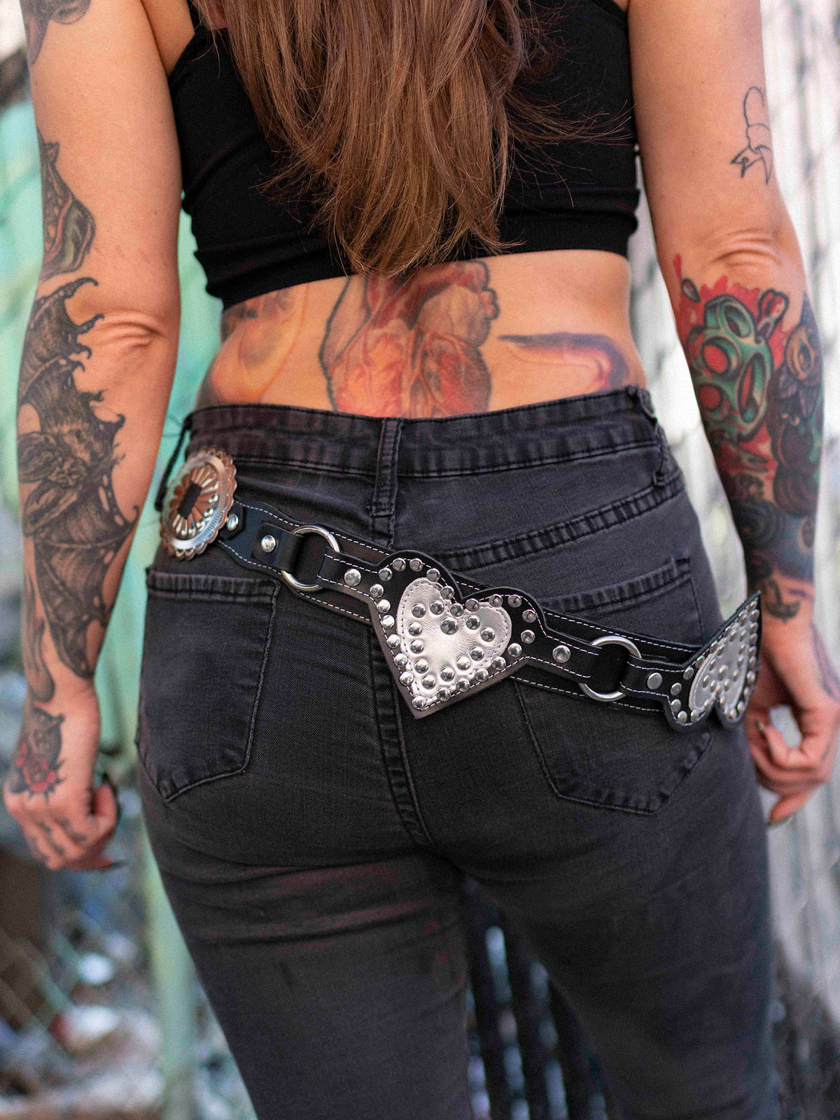 Silver Studed Heart Belt