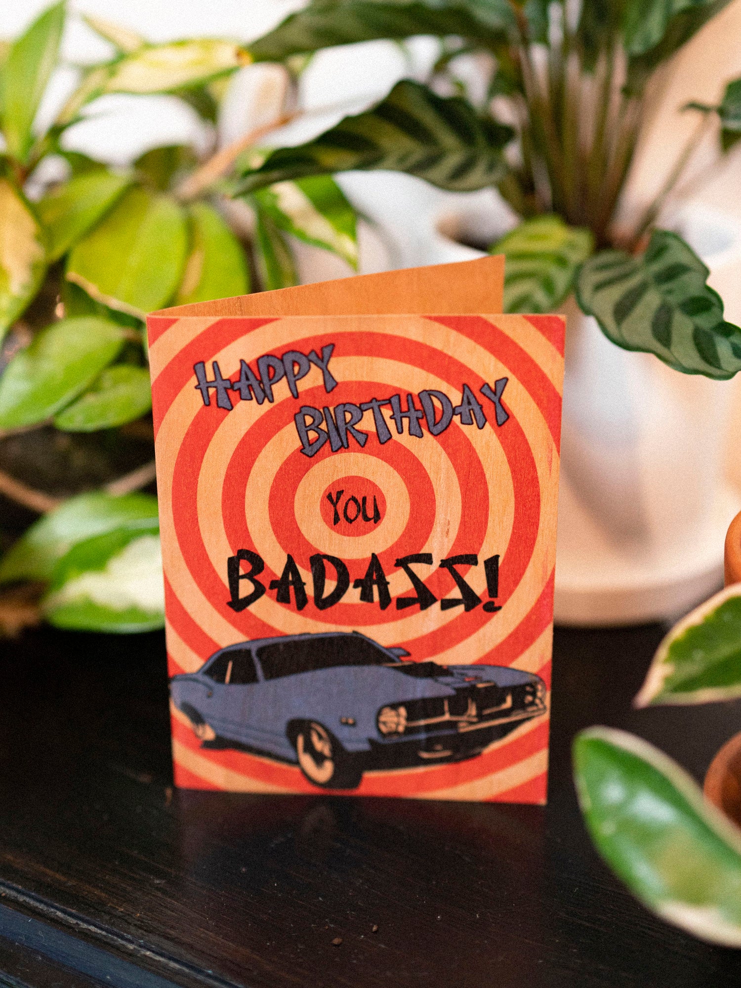 Badass Wood Birthday Card