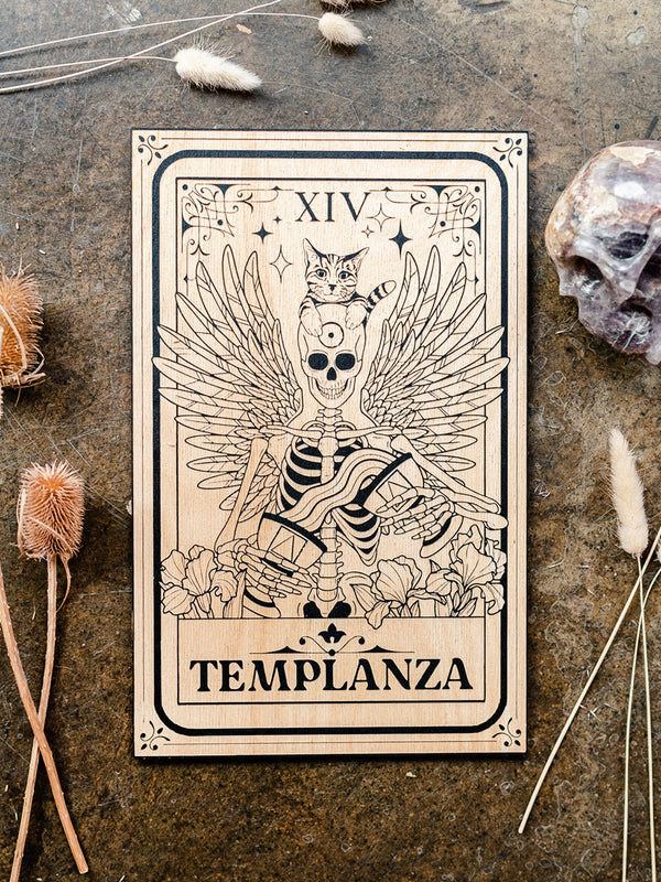 CARD TARO X　木軸ペン　ラッカー仕上げ Templanza Temperance Tarot Card Wood Print - Grit N Glory