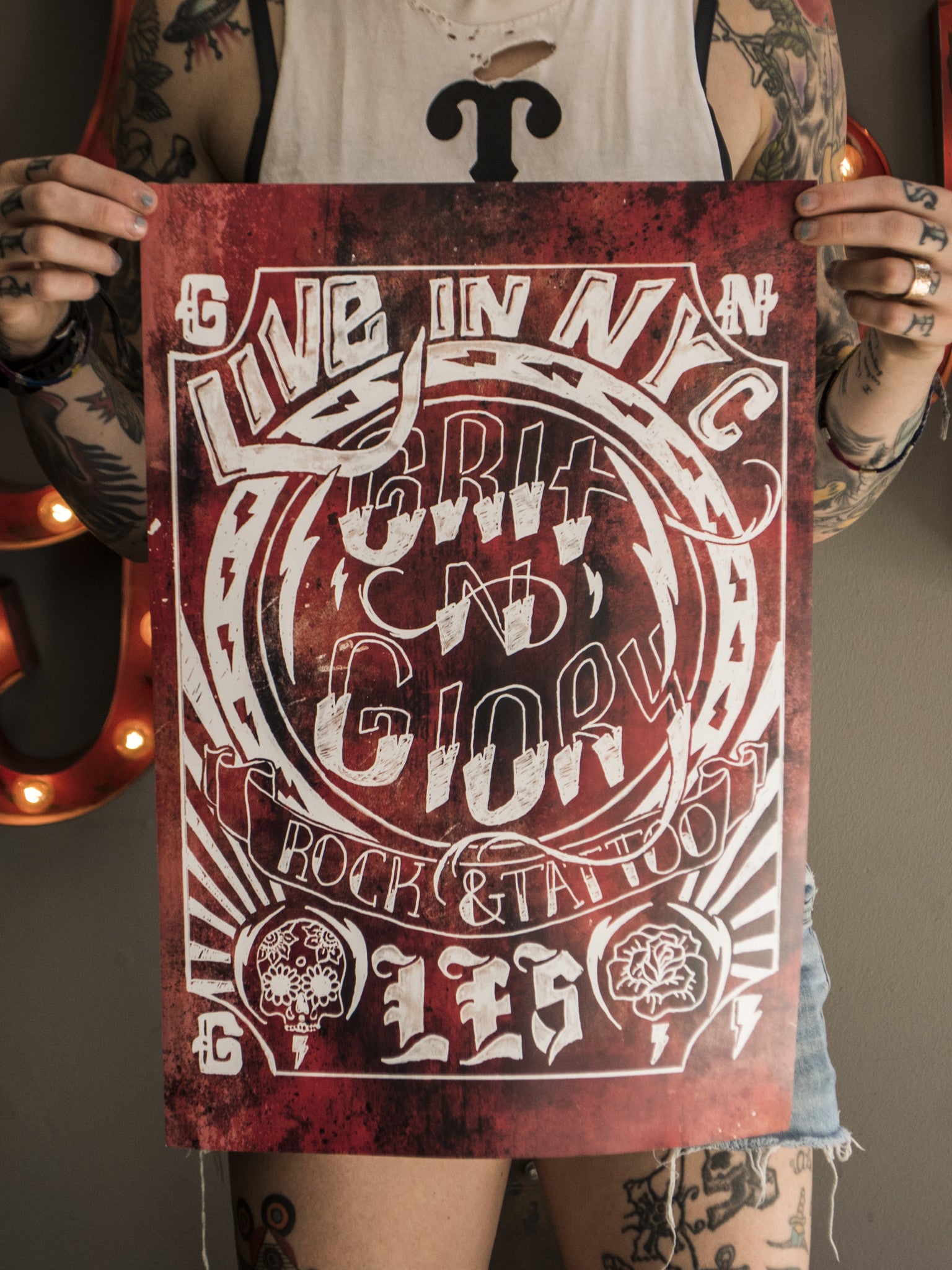 Grit N Glory red and white poster