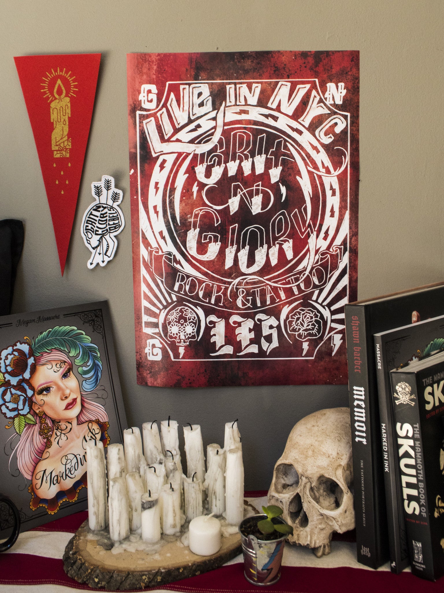 Grit N Glory red and white poster